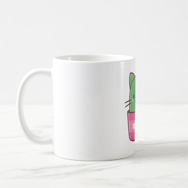 Cute Cat Cactus Plant Pun Kaffeetasse (Links)