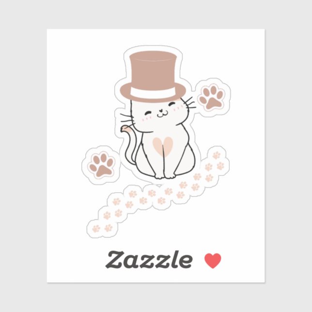 CUTE CAT CAT LOVERS HAT, FLOWER CAT  AUFKLEBER (Blatt)