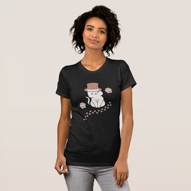 CUTE CAT CAT LOVERS HAT, FLOWER CAT  T-Shirt (Vorne ganz)