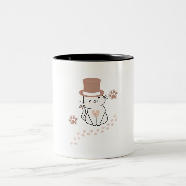 CUTE CAT CAT LOVERS HAT, FLOWER CAT  ZWEIFARBIGE TASSE (Mittel)