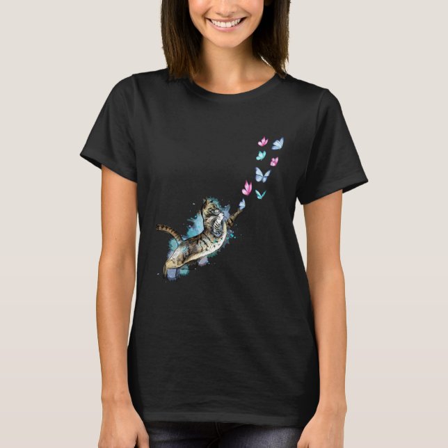 Cute Cat Catching Butterfly Kittens  Kitty Adoptio T-Shirt (Vorderseite)