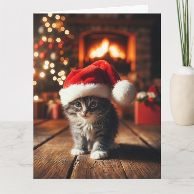 CUTE CAT CHRISTMAS GREETING CARD DANKESKARTE (Vorderseite)