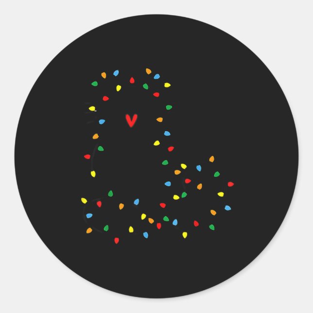 Cute Cat Christmas Light Graphic Cat Black Mom Lov Runder Aufkleber (Vorderseite)