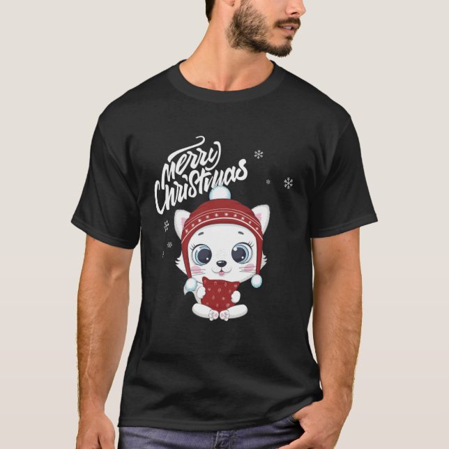Cute Cat Christmas Top Kitten  Santa s Cat Charact (Vorderseite)