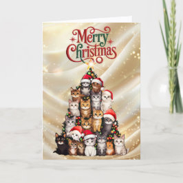 Cute Cat Christmas Tree Feiertagskarte