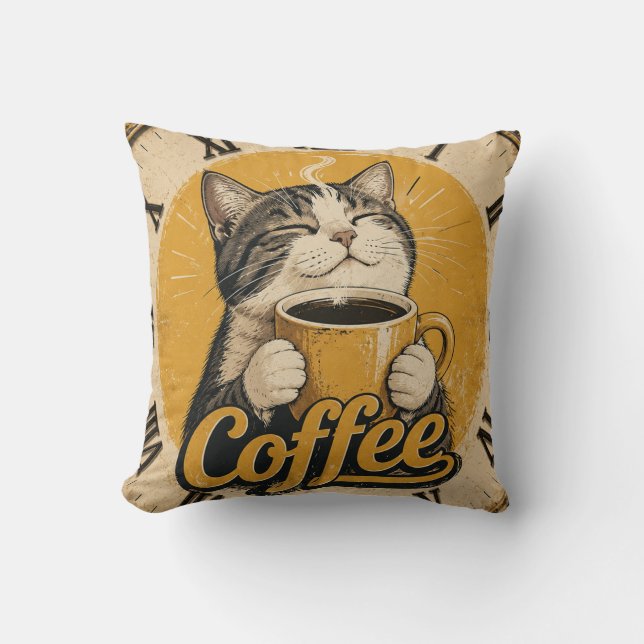 Cute Cat Coffee Kissen (Vorderseite)