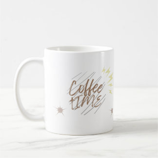 Cute Cat "Coffee Time" Typography Art Mug Kaffeetasse