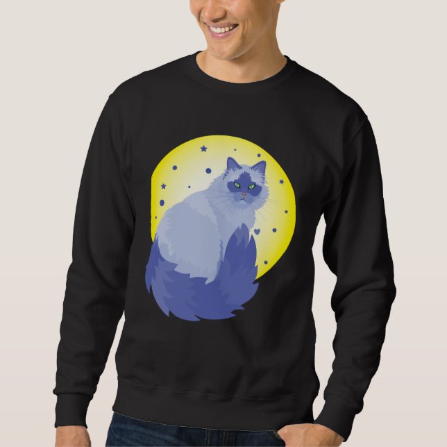 cute cat  colorful of a blue kitten sweatshirt (Vorderseite)