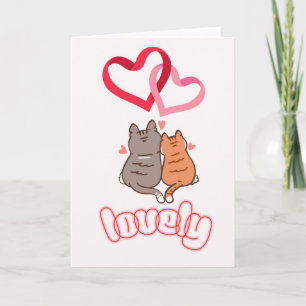 Cute Cat Couple Love Card - Romantic Valentine Ann Karte