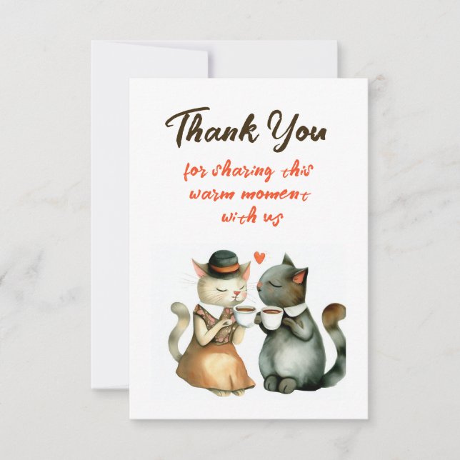 Cute Cat Couple Wedding Thank You Dankeskarte (Vorderseite)