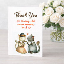 Cute Cat Couple Wedding Thank You
