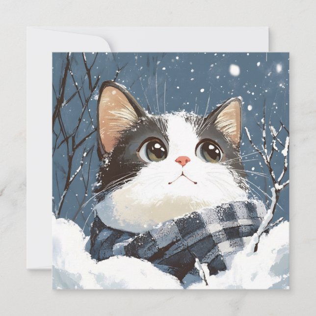 Cute cat cozy winter snow (Vorderseite)
