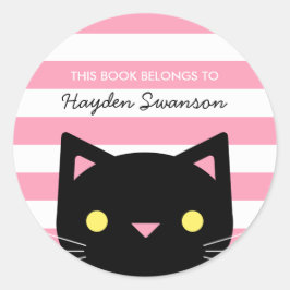 Cute Cat | Dieses Buch gehört Runder Aufkleber