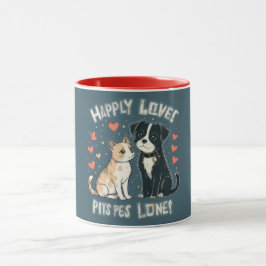 Cute Cat & Dog Love Funny Pet Couple Cartoon Gift Tasse