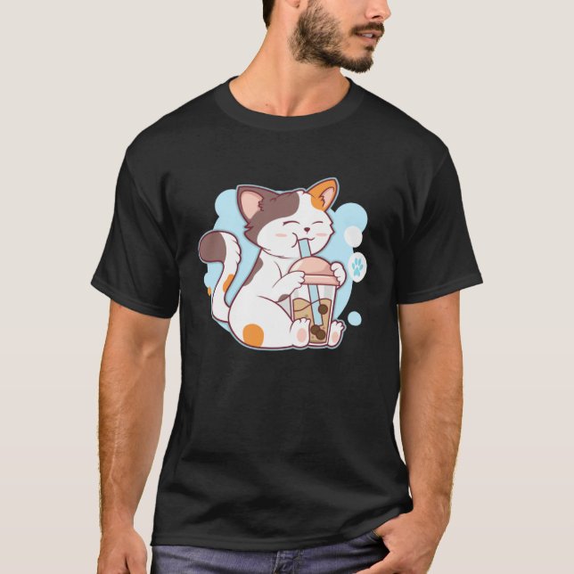 Cute Cat Drinking Bubble Tea  Tea  Costume T-Shirt (Vorderseite)