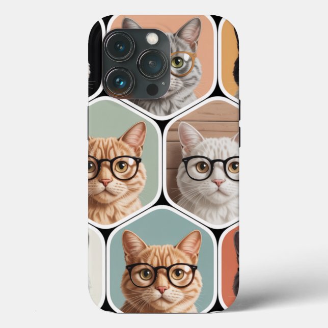 Cute Cat Face with Glasses Case-Mate iPhone Hülle (Rückseite)