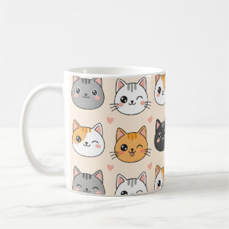 Cute Cat Faces Kawaii Cat Pattern  Kaffeetasse