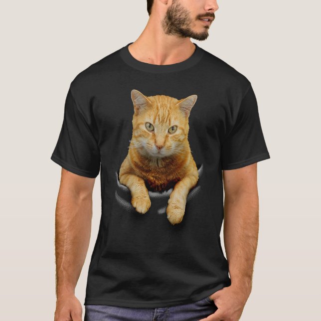 Cute Cat Funny Cat Peeking out Pocket  For Cat Lov T-Shirt (Vorderseite)