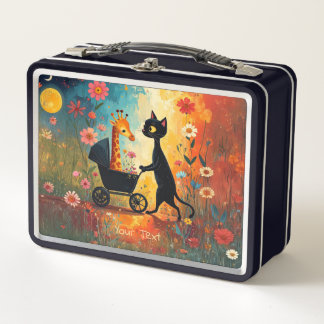 Cute Cat Giraffe Metal Lunch Box