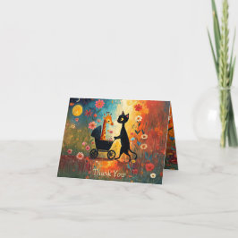 Cute Cat Giraffe Thank You Card Dankeskarte
