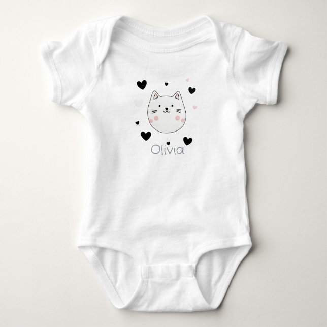 Cute Cat Heart Baby Body Strampler (Vorderseite)
