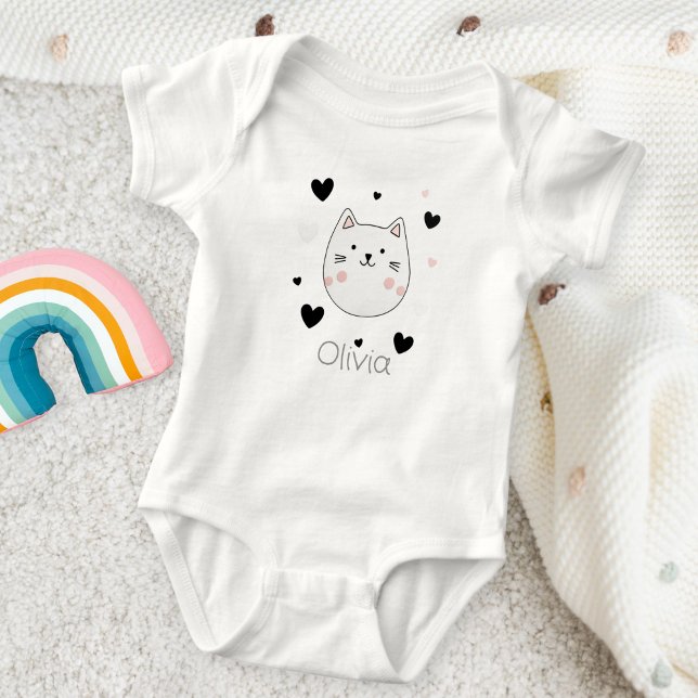 Cute Cat Heart Baby Body Strampler (Von Creator hochgeladen)