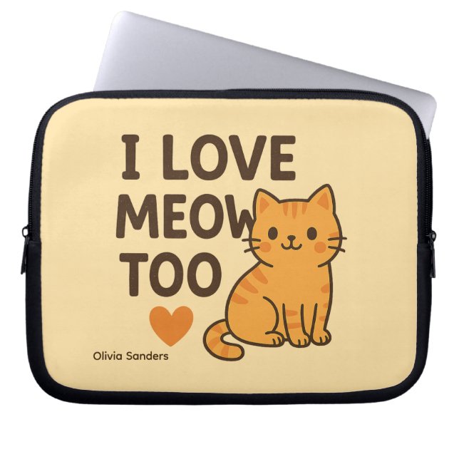 Cute Cat “I LOVE MEOW TOO” Laptopschutzhülle (Vorderseite)