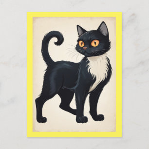 cute cat illustration postkarte