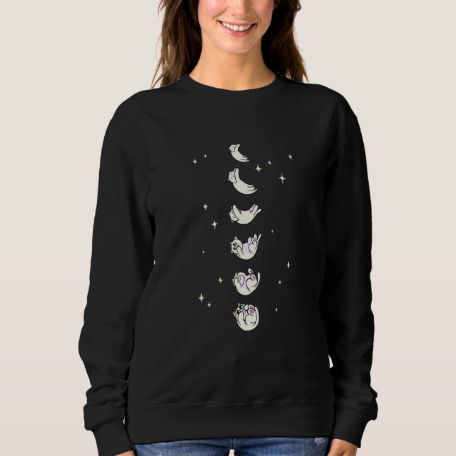 Cute Cat In Celestial Lunar Moon Phase  Cat Sweatshirt (Vorderseite)
