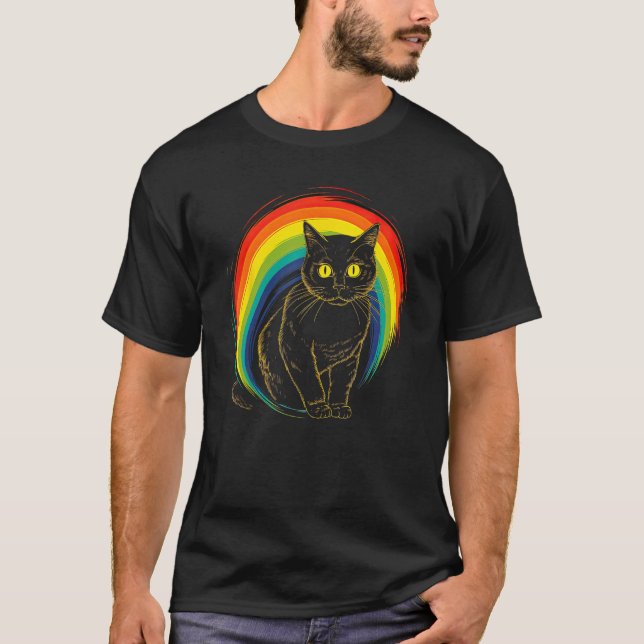 cute Cat in Front of Rainbow cats  catowner 21 T-Shirt (Vorderseite)
