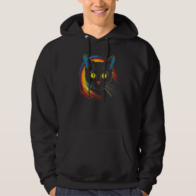 cute Cat in Front of Rainbow cats  catowner 2 Hoodie (Vorderseite)