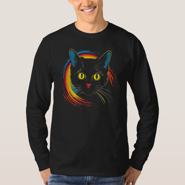 cute Cat in Front of Rainbow cats  catowner 2 T-Shirt (Vorderseite)