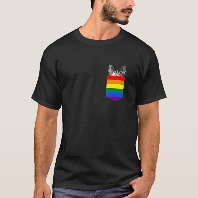 cute cat In Pocket LGBT T-Shirt (Vorderseite)