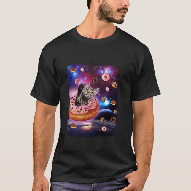 Cute Cat Inside Donut In Space Boy Girl Donut Kitt T-Shirt (Vorderseite)