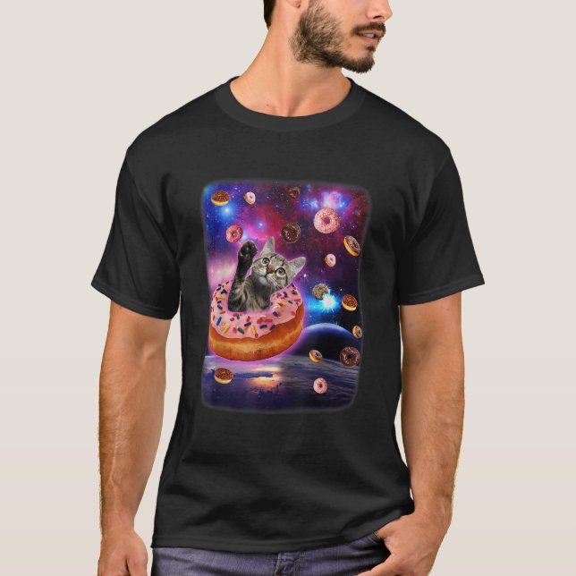 Cute Cat Inside Donut In Space Boy Girl Donut Kitt T-Shirt (Vorderseite)