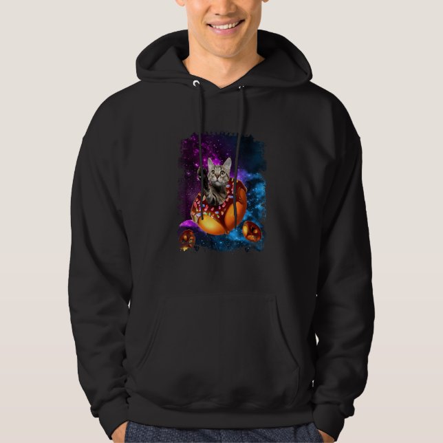 Cute Cat inside Donut in Space Boys Girl Kitty in  Hoodie (Vorderseite)