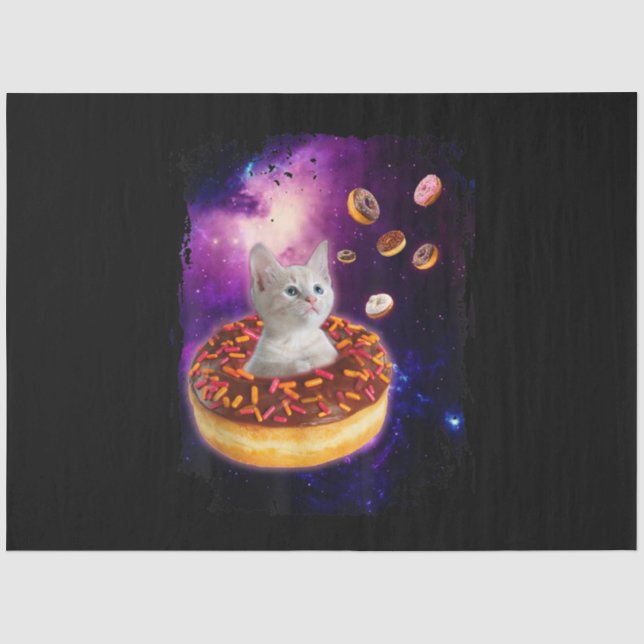 Cute Cat Inside Donut In Space Kitty Lovers Seidenpapier (Vorderseite)