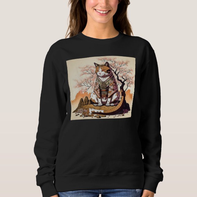 cute cat Japanese Aesthetic Sakura Cherry Blossoms Sweatshirt (Vorderseite)