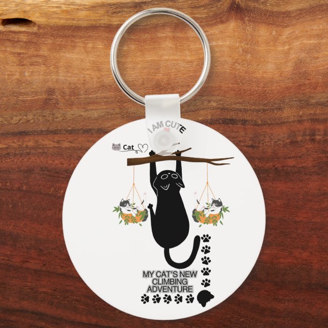Cute Cat Keychain | Adorable Kitty Accessory Schlüsselanhänger (Rückseite)