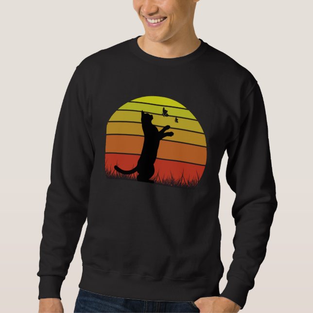 Cute Cat Kitten Animal Playing with Butterfly at S Sweatshirt (Vorderseite)