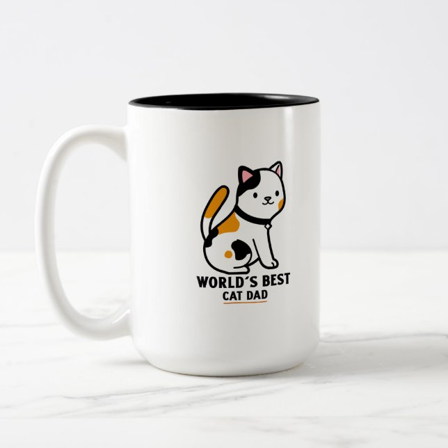Cute cat kitten best dad zweifarbige tasse (Links)