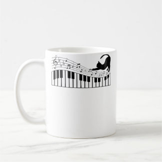 Cute Cat Kitty Playing Piano Music Clef Pianist Mu Kaffeetasse