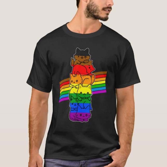 Cute Cat  LGBT Philadelphia Pride Flag Support LGB T-Shirt (Vorderseite)