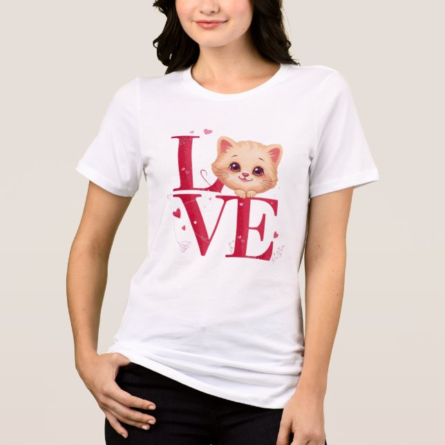 Cute Cat LOVE Valentine’s Day Gift Tri-Blend Shirt (Vorderseite)