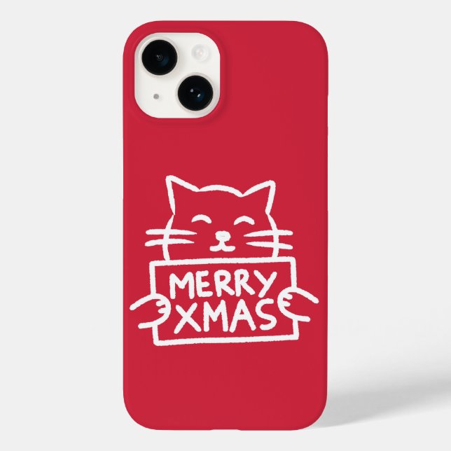 Cute Cat Merry Xmas Case-Mate iPhone Hülle (Rückseite)