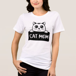 Cute Cat Mom | Funny Peeking Cat Gift for Her Tri-Blend Shirt