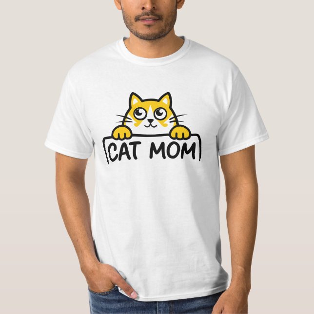 Cute "Cat Mom" Peeking Cat Cartoon  T-Shirt (Vorderseite)