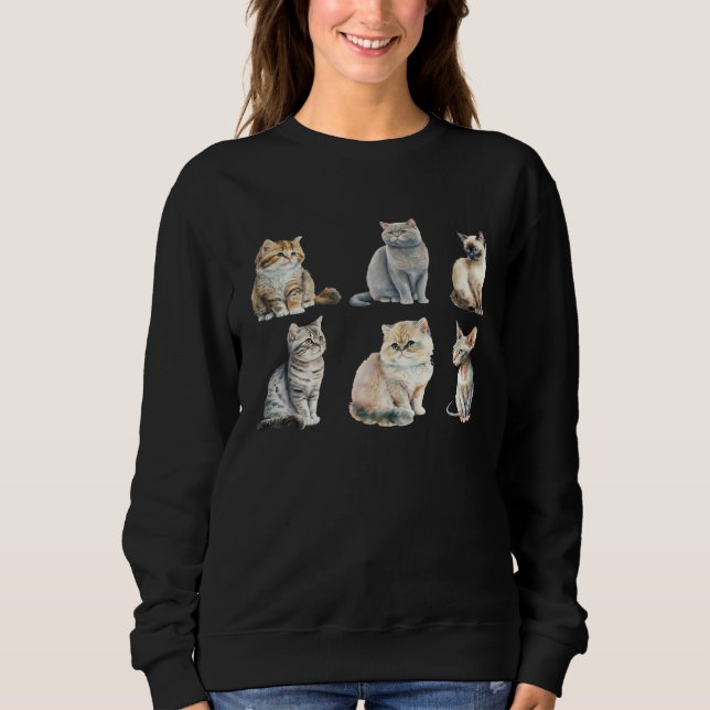 Cute Cat Motifs Cat Sweatshirt (Vorderseite)