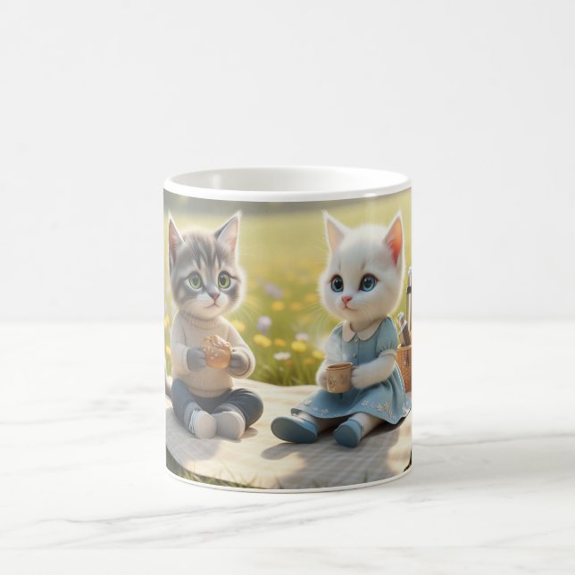Cute Cat Mug | Tom & Luna Spring Picnic  Kaffeetasse (Mittel)