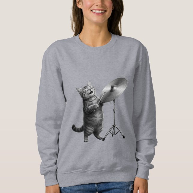 Cute cat Music Lover gift_Funny Cat Rock Band  Sweatshirt (Vorderseite)